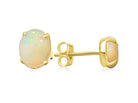 Gold Plated 9x7mm White Opal studs - Masterpiece Jewellery Opal & Gems Sydney Australia | Online Shop