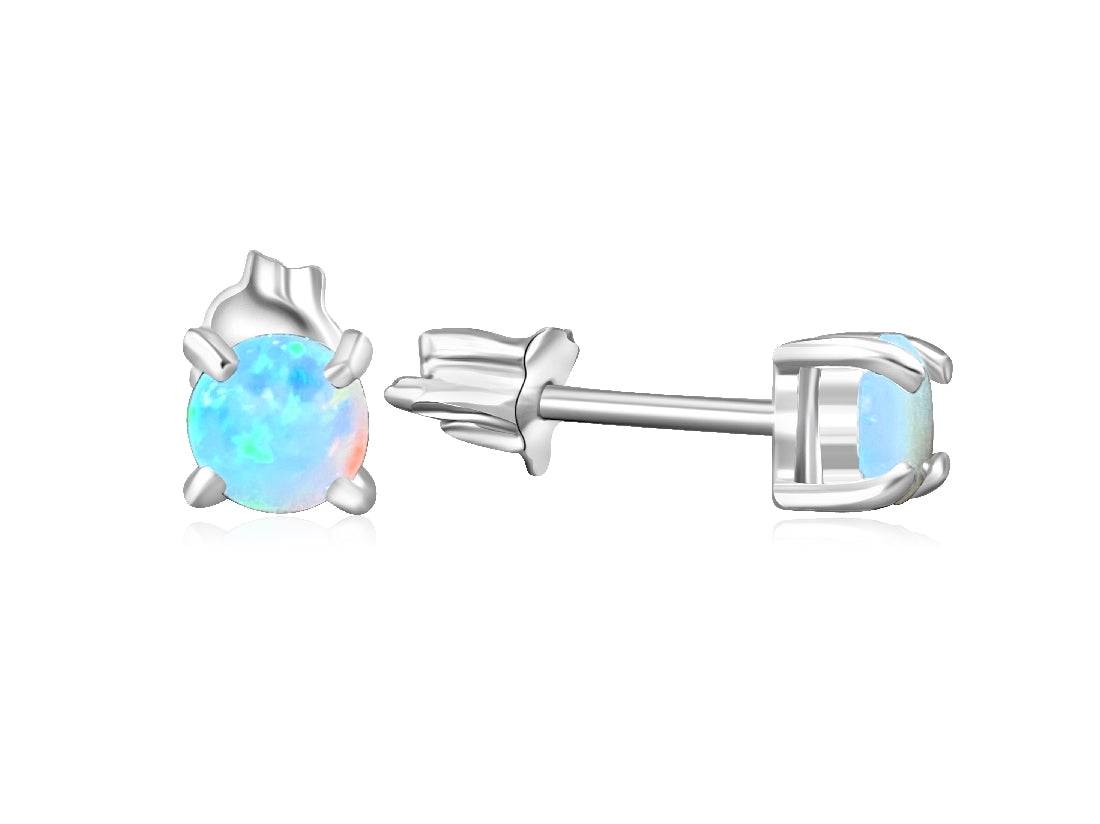 Sterling Silver 4mm White Opal studs - Masterpiece Jewellery Opal & Gems Sydney Australia | Online Shop