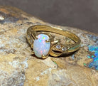 18kt Yellow Gold White Opal and Diamond ring - Masterpiece Jewellery Opal & Gems Sydney Australia | Online Shop