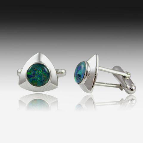 Sterling Silver Opal cufflinks - Masterpiece Jewellery Opal & Gems Sydney Australia | Online Shop