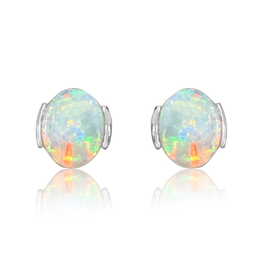 14kt White Gold Opal studs - Masterpiece Jewellery Opal & Gems Sydney Australia | Online Shop