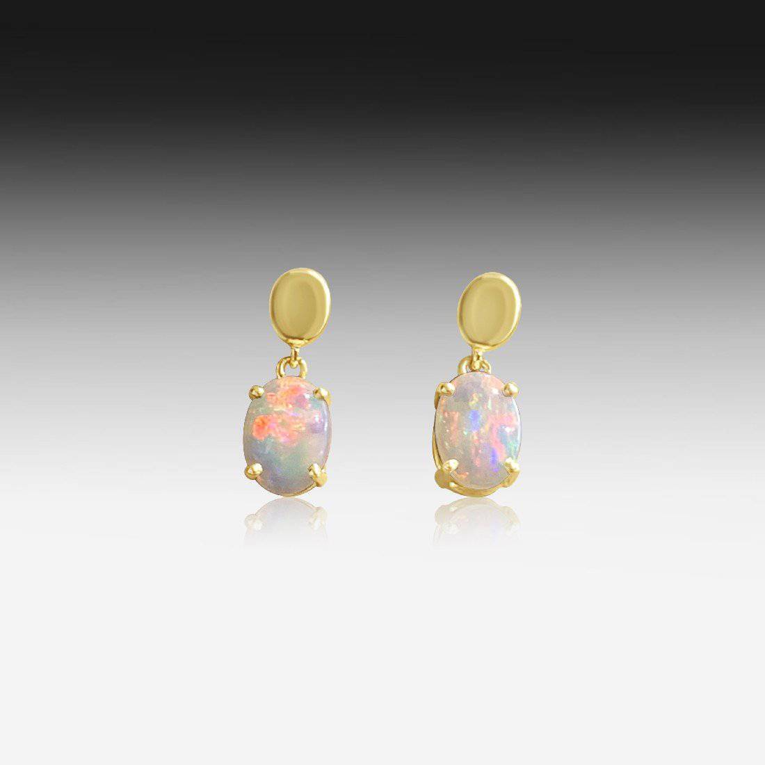 14kt Yellow Gold Opal dangling earrings - Masterpiece Jewellery Opal & Gems Sydney Australia | Online Shop