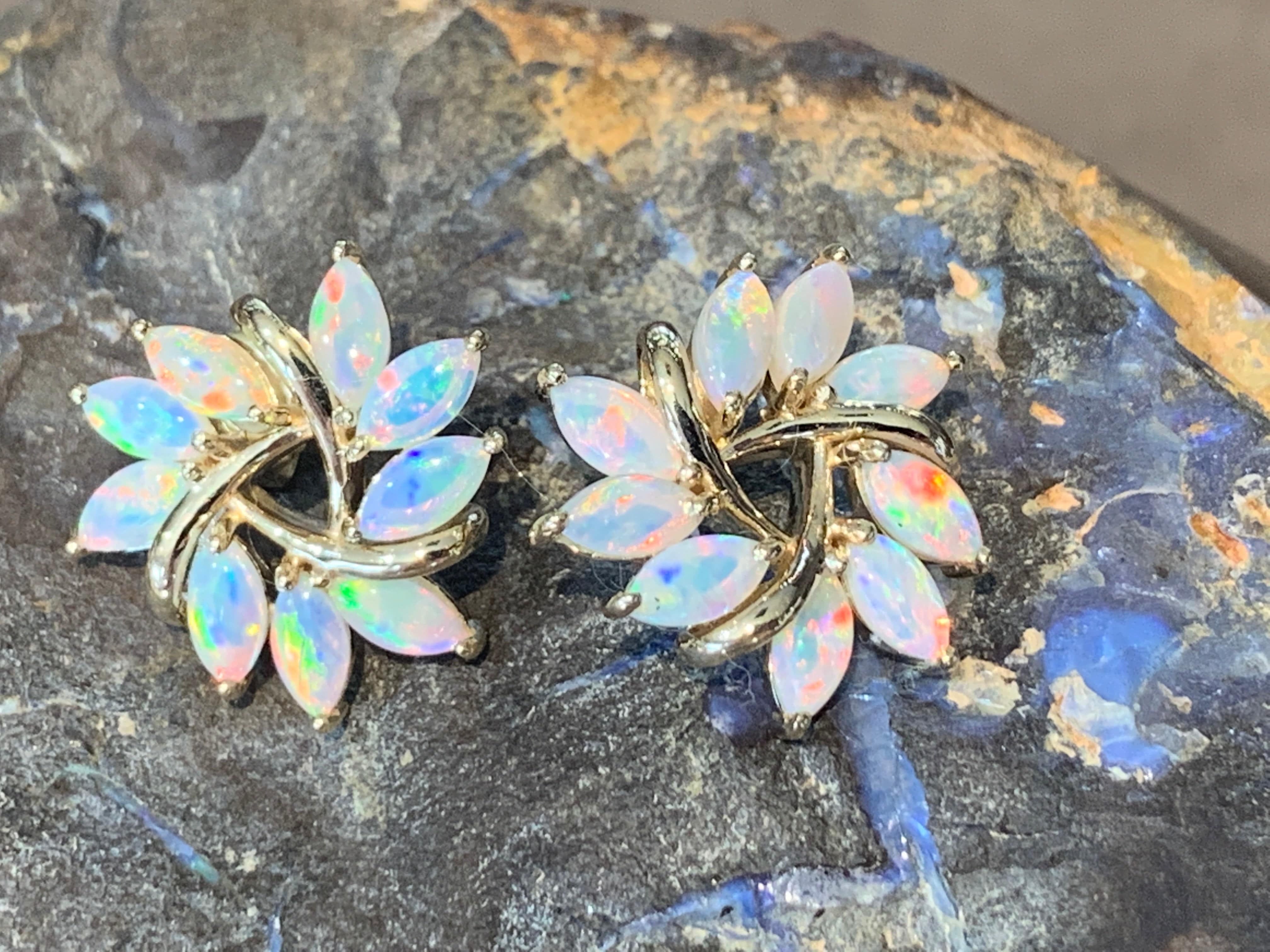 14kt Yellow Gold Opal designer earrings - Masterpiece Jewellery Opal & Gems Sydney Australia | Online Shop