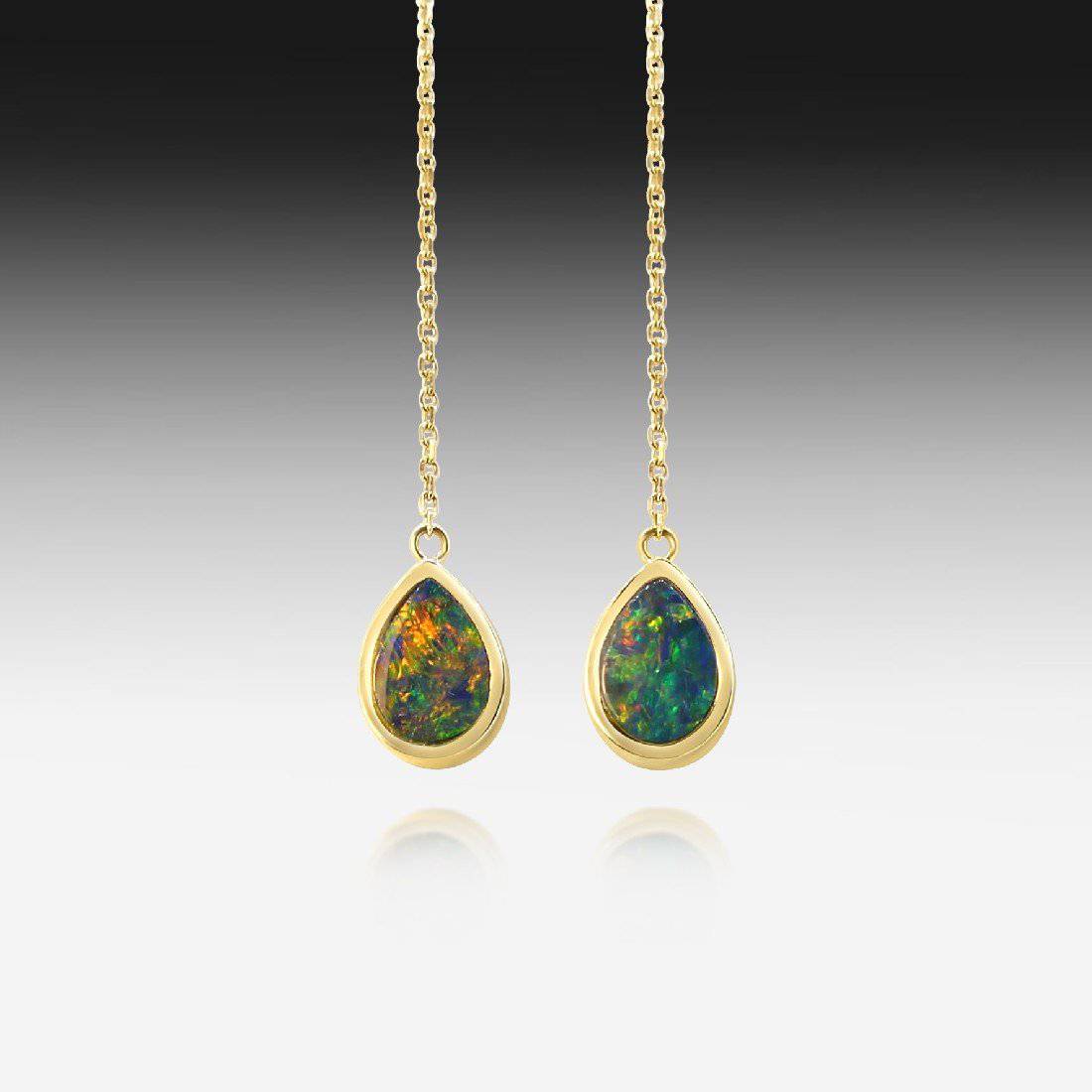 14kt Yellow Gold Opal earrings - Masterpiece Jewellery Opal & Gems Sydney Australia | Online Shop