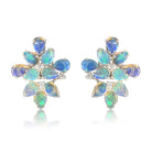 18kt White Gold Opal & Diamond Flower style earrings - Masterpiece Jewellery Opal & Gems Sydney Australia | Online Shop