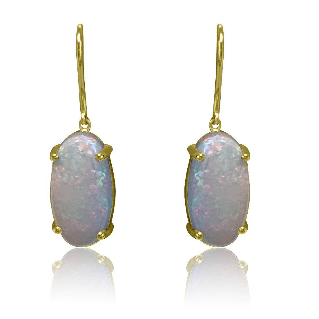 18kt Yellow Gold White Opal 2.4ct dangling earrings - Masterpiece Jewellery Opal & Gems Sydney Australia | Online Shop