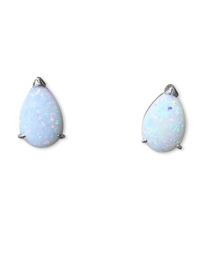 9kt White Gold White Opal studs - Masterpiece Jewellery Opal & Gems Sydney Australia | Online Shop