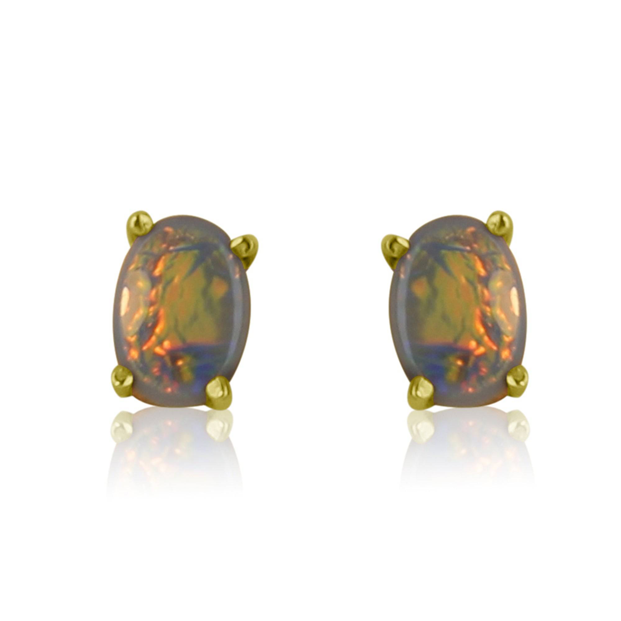 9kt Yellow Gold Black Opal earrings - Masterpiece Jewellery Opal & Gems Sydney Australia | Online Shop