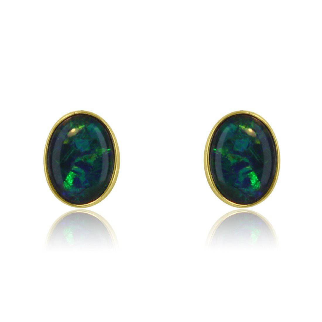 9kt Yellow Gold Opal triplet studs - Masterpiece Jewellery Opal & Gems Sydney Australia | Online Shop