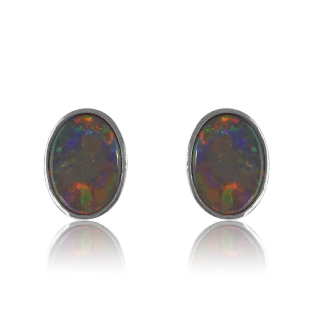 Sterling Silver Black Opal earrings - Masterpiece Jewellery Opal & Gems Sydney Australia | Online Shop