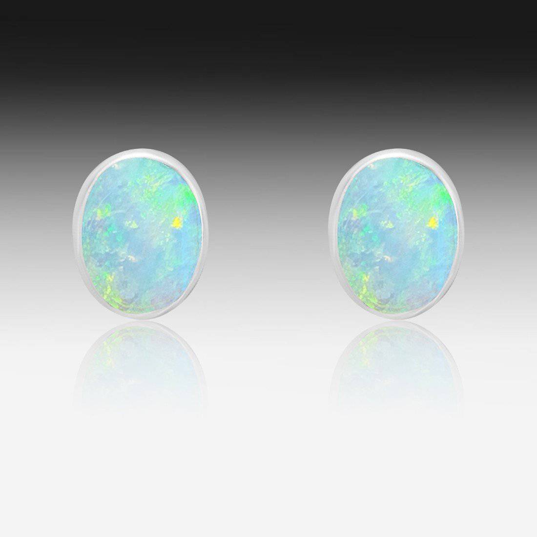 Sterling Silver Black Opal studs - Masterpiece Jewellery Opal & Gems Sydney Australia | Online Shop