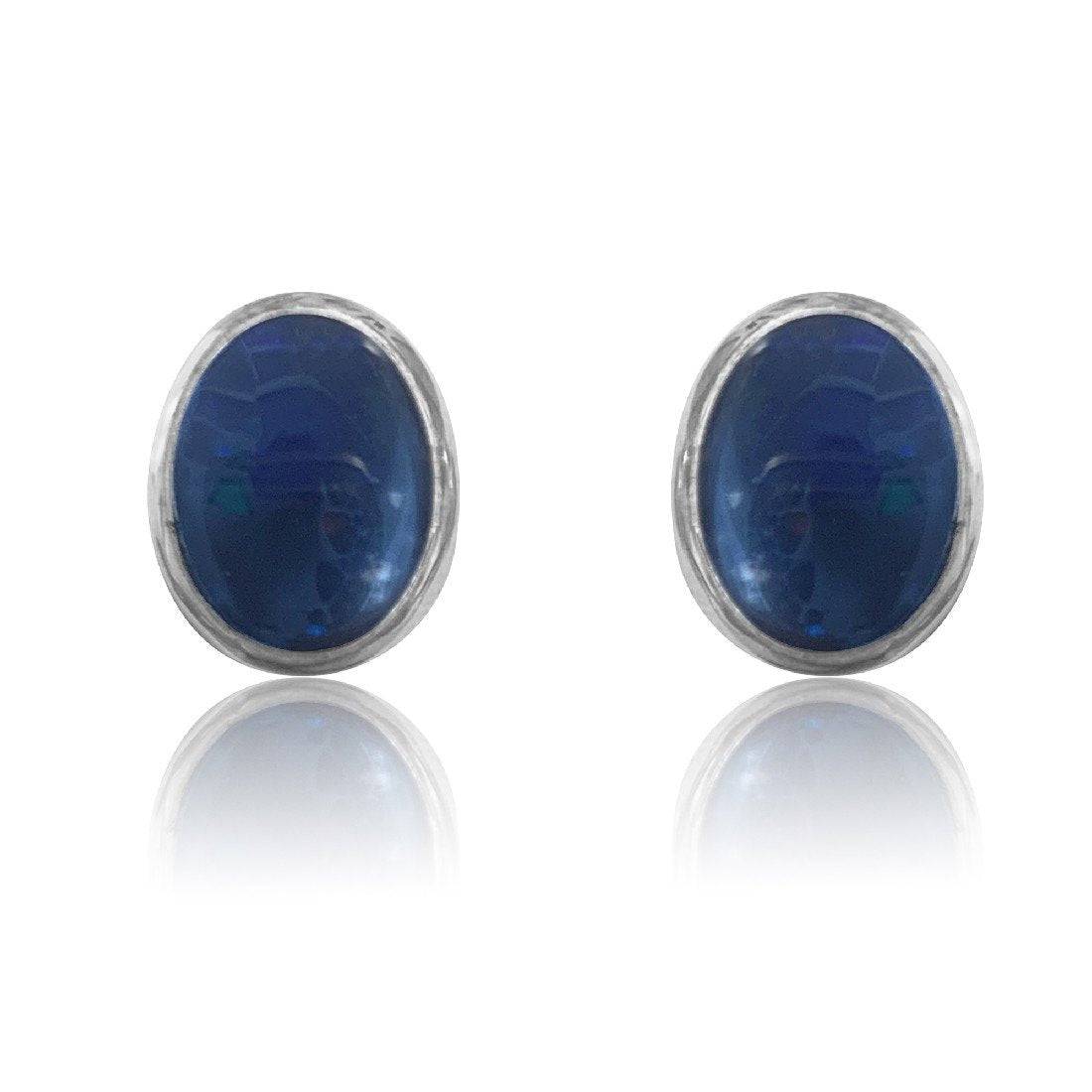 Sterling Silver Black Opal studs - Masterpiece Jewellery Opal & Gems Sydney Australia | Online Shop