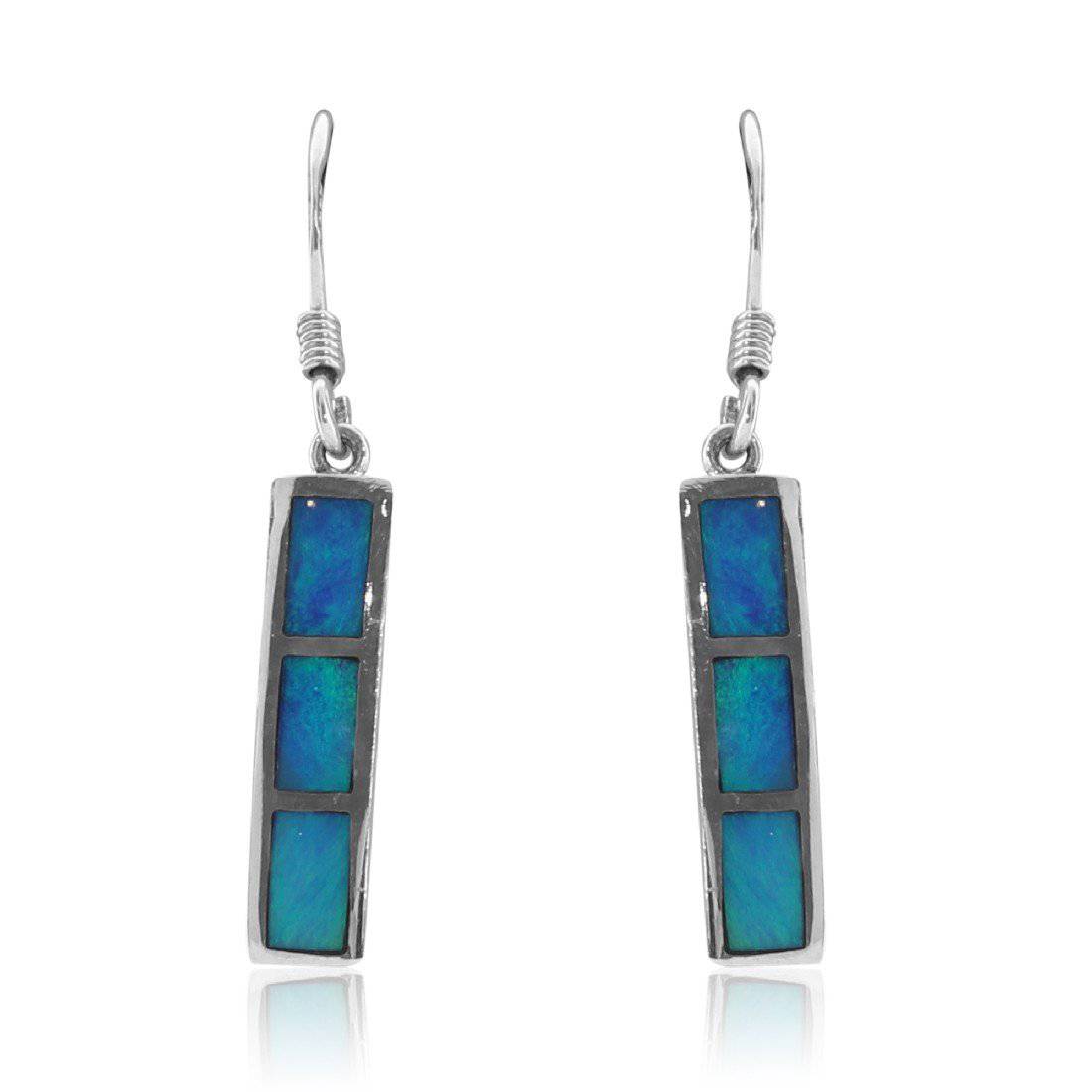 Sterling Silver dangling Opal inlay earrings - Masterpiece Jewellery Opal & Gems Sydney Australia | Online Shop