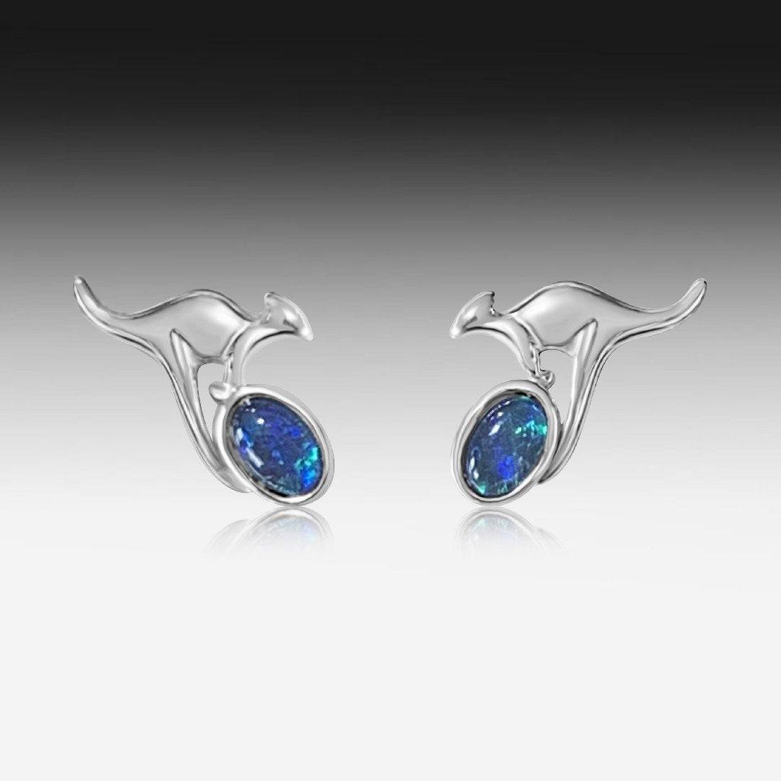 Sterling SIlver Kangaroo Opal triplet studs - Masterpiece Jewellery Opal & Gems Sydney Australia | Online Shop