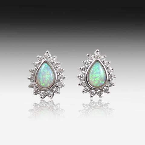 Sterling Silver Opal and cubic zirconia earrings - Masterpiece Jewellery Opal & Gems Sydney Australia | Online Shop