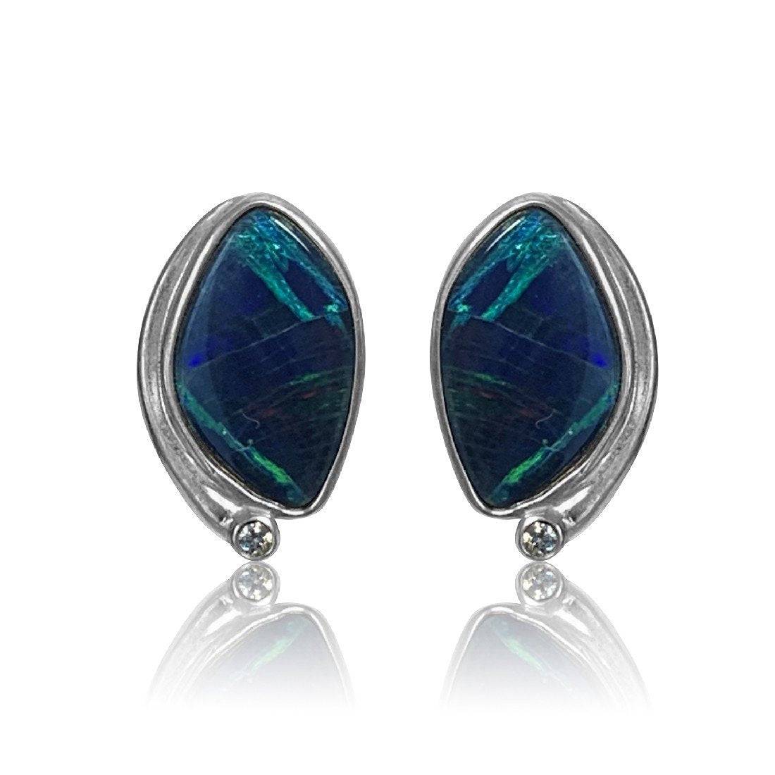 Sterling Silver Opal cubic zirconia studs - Masterpiece Jewellery Opal & Gems Sydney Australia | Online Shop