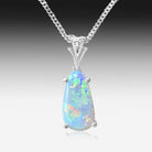 18K White Gold pendant set with Black Opal and Diamonds - Masterpiece Jewellery Opal & Gems Sydney Australia | Online Shop