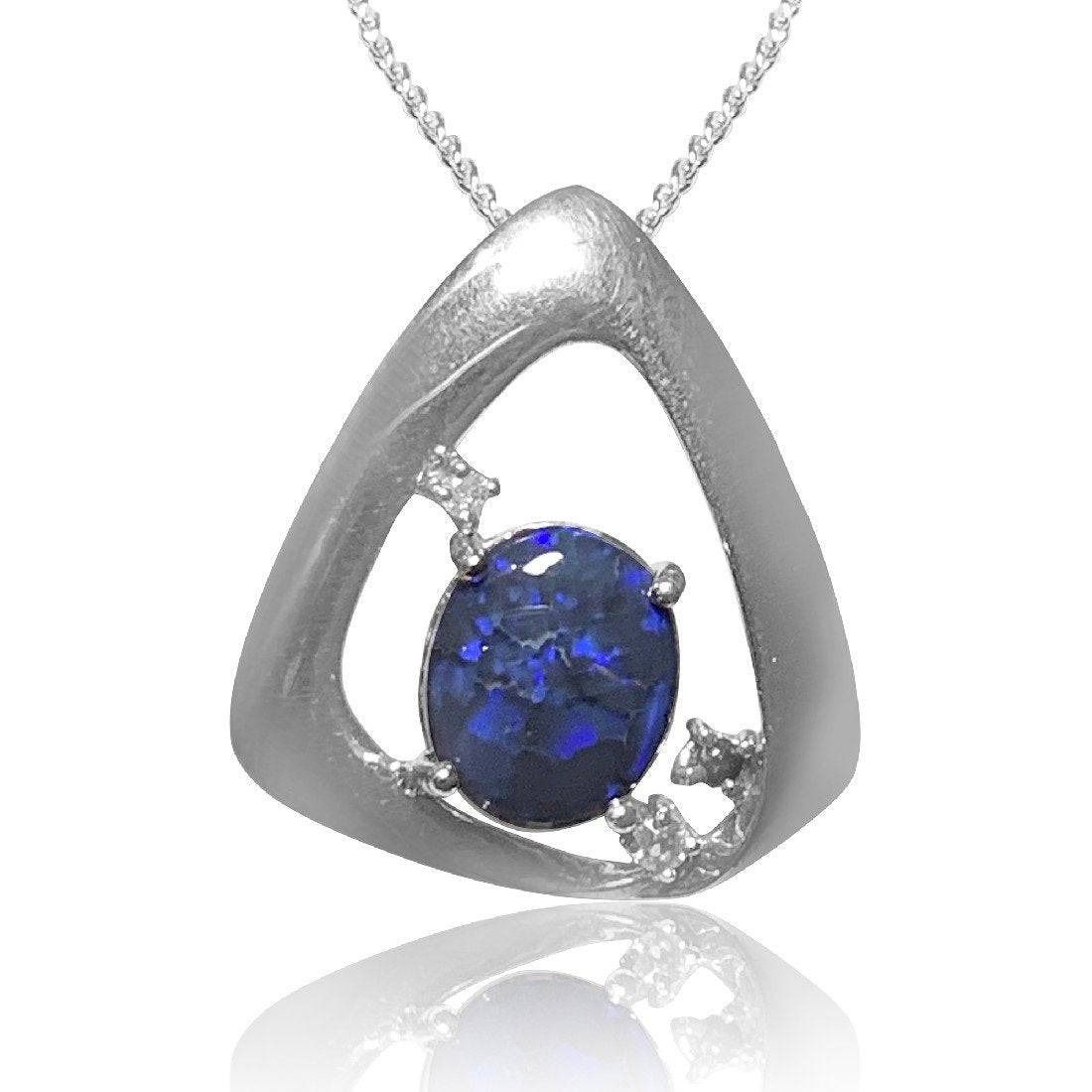 Sterling Silver Black Opal pendant - Masterpiece Jewellery Opal & Gems Sydney Australia | Online Shop