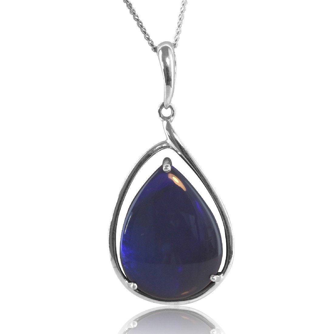 Sterling Silver Black Opal pendant - Masterpiece Jewellery Opal & Gems Sydney Australia | Online Shop