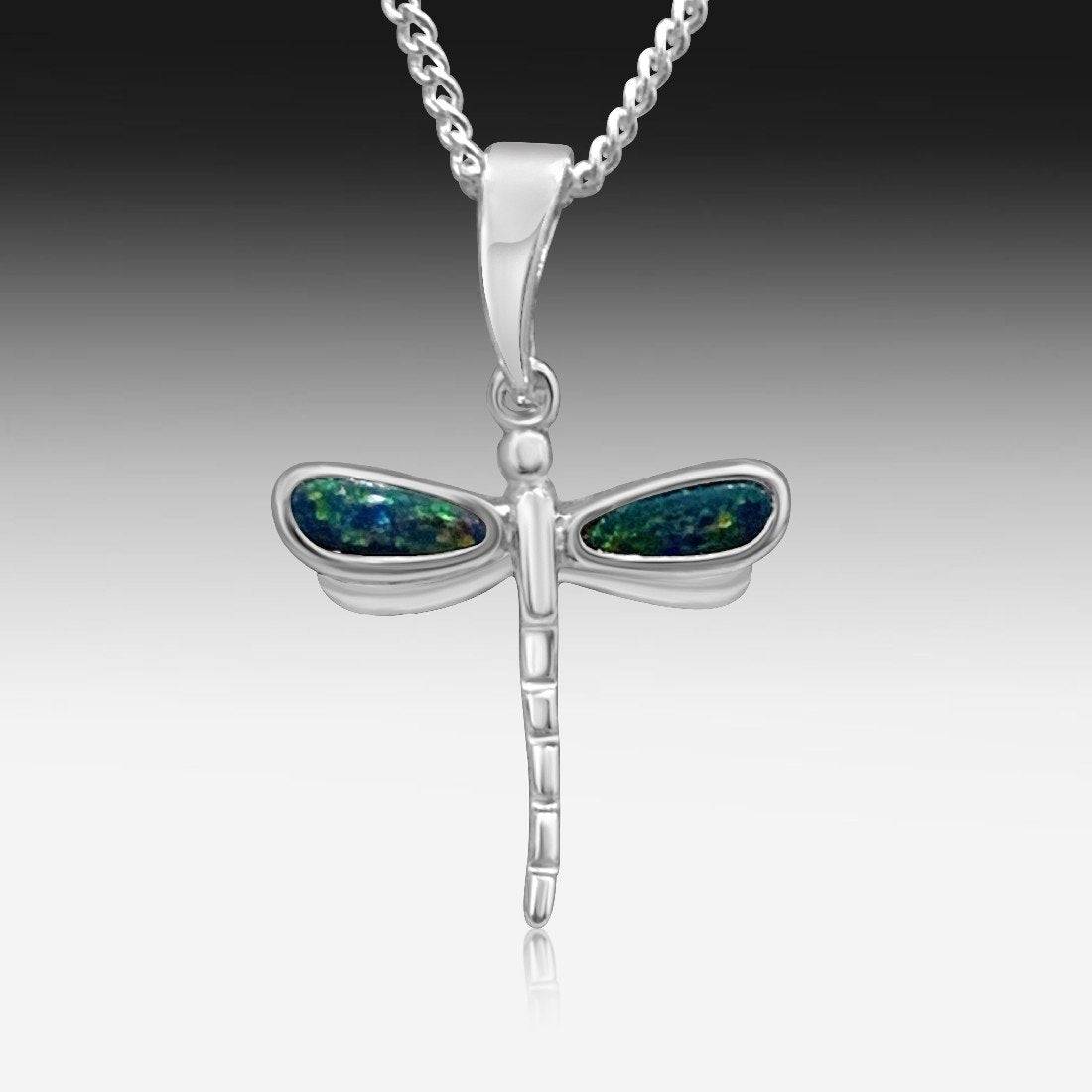 Sterling Silver Opal Dragon Fly pendant - Masterpiece Jewellery Opal & Gems Sydney Australia | Online Shop