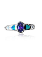 14kt White Gold Amethyst and Opal ring - Masterpiece Jewellery Opal & Gems Sydney Australia | Online Shop