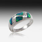 14kt White Gold Opal inlay and Diamond ring - Masterpiece Jewellery Opal & Gems Sydney Australia | Online Shop