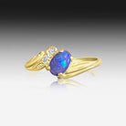 14kt Yellow Gold Black Opal Diamond ring - Masterpiece Jewellery Opal & Gems Sydney Australia | Online Shop