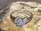 18kt White Gold Boulder Opal and Diamond ring - Masterpiece Jewellery Opal & Gems Sydney Australia | Online Shop