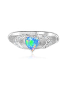 18kt White Gold heart shape Opal and diamond ring - Masterpiece Jewellery Opal & Gems Sydney Australia | Online Shop