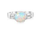 18kt White Gold Light Opal Fire and Diamond ring - Masterpiece Jewellery Opal & Gems Sydney Australia | Online Shop