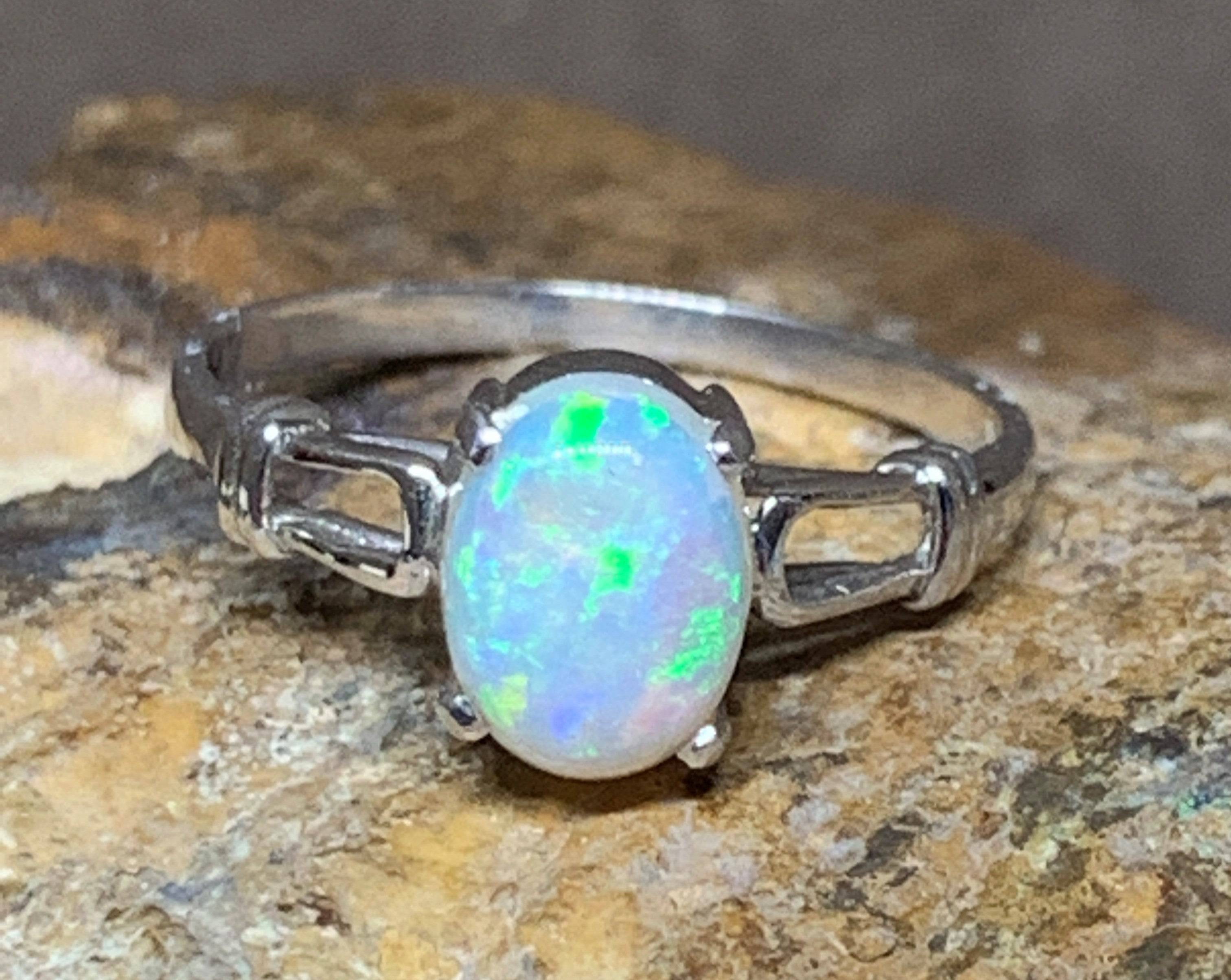 18kt White Gold Light Opal solitaire ring - Masterpiece Jewellery Opal & Gems Sydney Australia | Online Shop