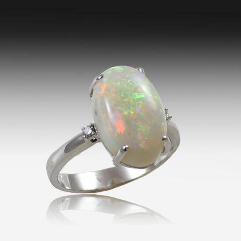 18kt White Gold Opal ring - Masterpiece Jewellery Opal & Gems Sydney Australia | Online Shop