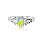 18kt White Gold Solitaire Opal ring - Masterpiece Jewellery Opal & Gems Sydney Australia | Online Shop