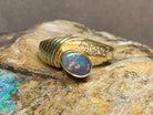 18KT Yellow Gold Black Opal and Diamond ring - Masterpiece Jewellery Opal & Gems Sydney Australia | Online Shop