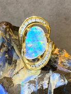 18kt Yellow Gold Opal and Diamond ring - Masterpiece Jewellery Opal & Gems Sydney Australia | Online Shop