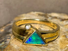 18kt Yellow Gold Opal inlay and diamond ring - Masterpiece Jewellery Opal & Gems Sydney Australia | Online Shop