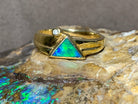 18kt Yellow Gold Opal inlay and diamond ring - Masterpiece Jewellery Opal & Gems Sydney Australia | Online Shop