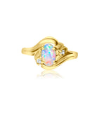 18kt Yellow Gold White Opal and Diamond ring - Masterpiece Jewellery Opal & Gems Sydney Australia | Online Shop