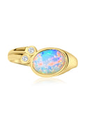 18kt Yellow Gold White Opal and Diamond ring - Masterpiece Jewellery Opal & Gems Sydney Australia | Online Shop