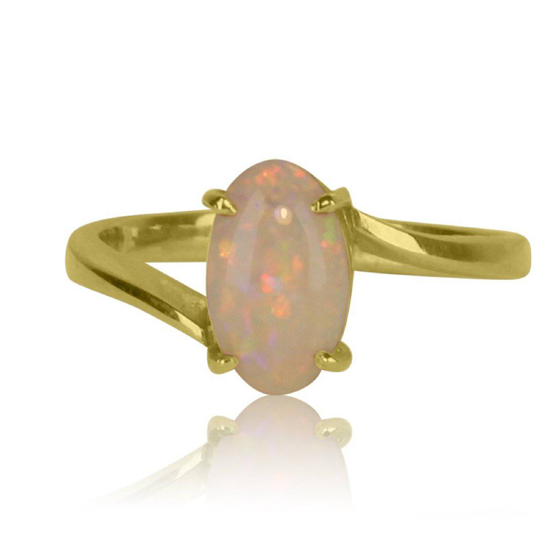 18kt Yellow Gold White Opal ring - Masterpiece Jewellery Opal & Gems Sydney Australia | Online Shop