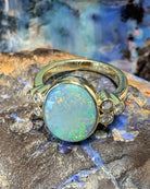 14kt Yellow Gold Black Opal and Diamond ring - Masterpiece Jewellery Opal & Gems Sydney Australia | Online Shop