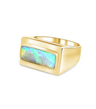 18kt Yellow Gold rectangle Black Opal ring - Masterpiece Jewellery Opal & Gems Sydney Australia | Online Shop