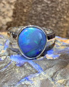 Sterling Silver Black Opal ring - Masterpiece Jewellery Opal & Gems Sydney Australia | Online Shop