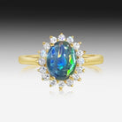 Sterling Silver Gold plated Opal triplet and cubic zirconia cluster ring - Masterpiece Jewellery Opal & Gems Sydney Australia | Online Shop