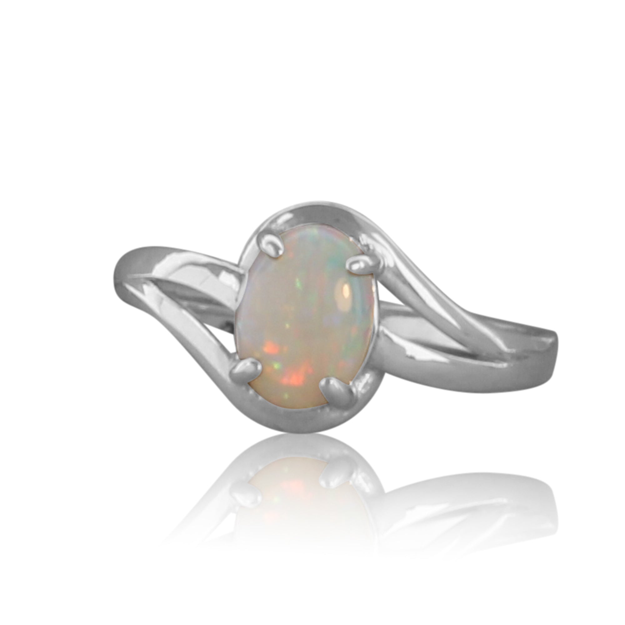 Sterling Silver White Opal ring - Masterpiece Jewellery Opal & Gems Sydney Australia | Online Shop