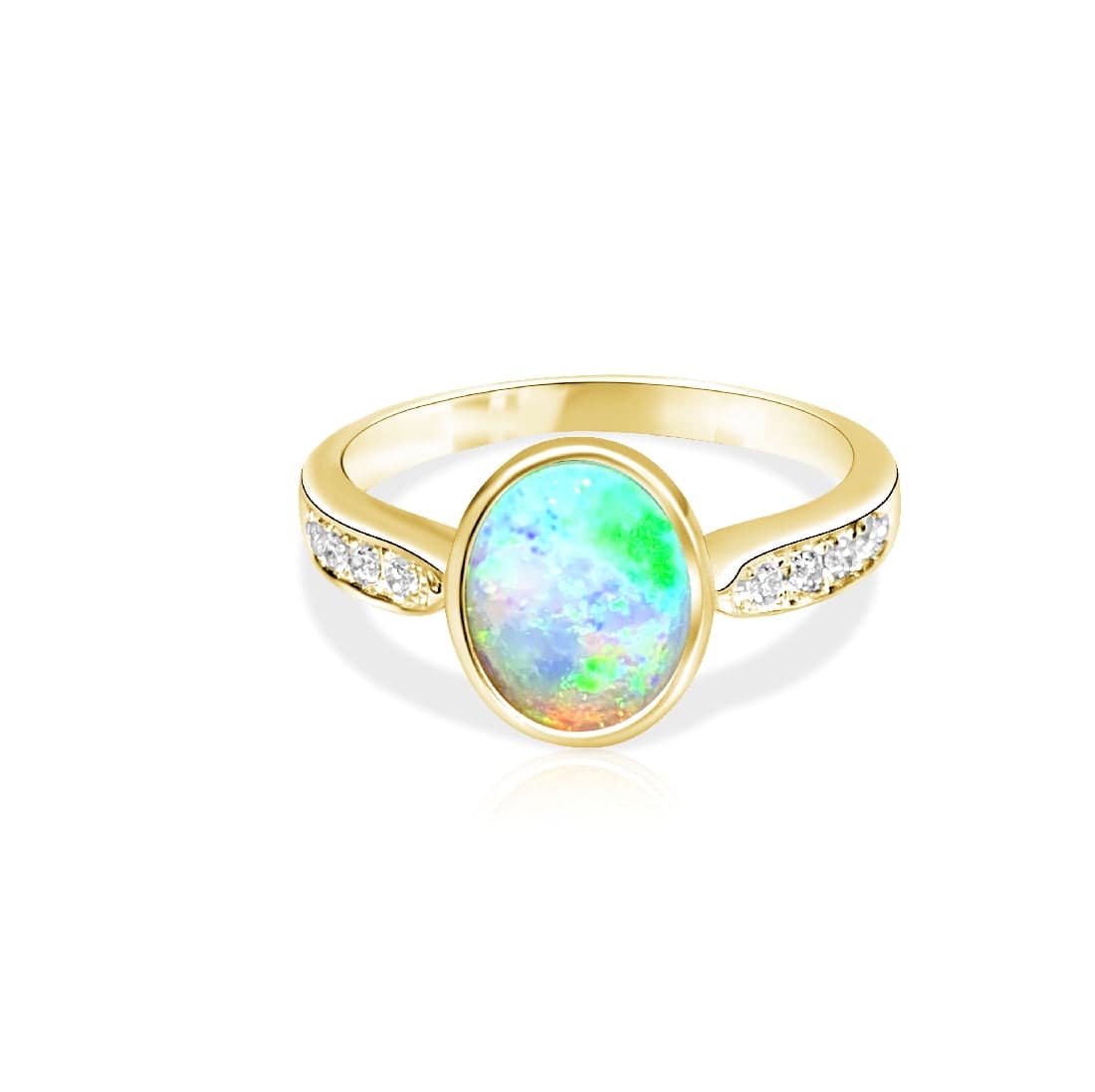 14kt Yellow Gold Opal and Diamond ring - Masterpiece Jewellery Opal & Gems Sydney Australia | Online Shop