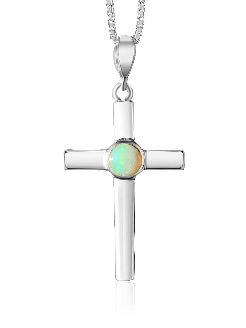 Sterling Silver Opal cross pendant 2 - Masterpiece Jewellery Opal & Gems Sydney Australia | Online Shop