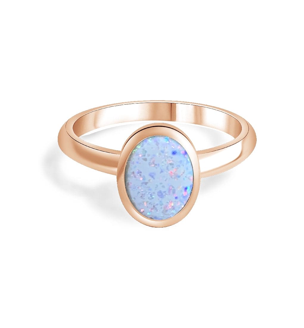 Rose Gold plated Sterling Silver Opal ring 2 - Masterpiece Jewellery Opal & Gems Sydney Australia | Online Shop